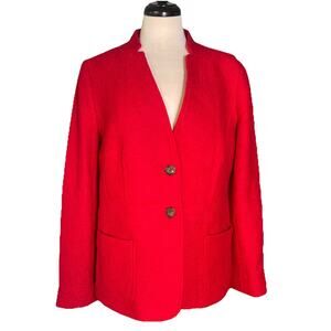 TALBOTS Women's Red Wool Blend Mock Neck Button Up Blazer Coat Size 10